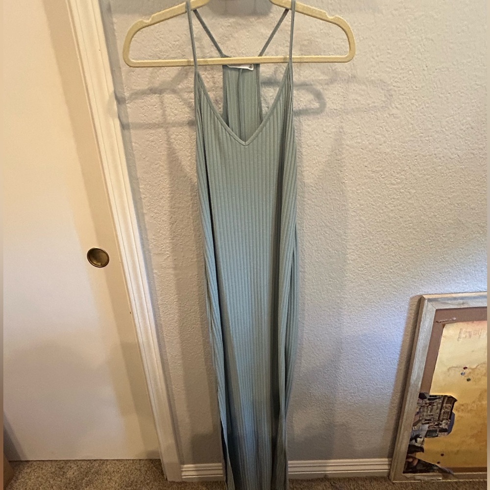 Light Turquoise Halter Slip Maxi Dress